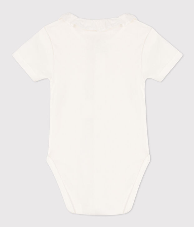 Body manches courtes &agrave; col en coton b&eacute;b&eacute; blanc