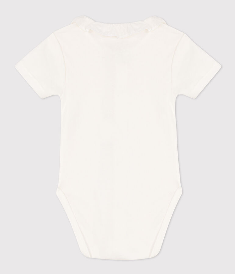 Body manches courtes &agrave; col en coton b&eacute;b&eacute; blanc MARSHMALLOW