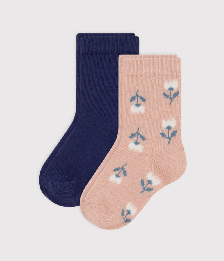 Lot de 2 paires de chaussettes fleurs en jersey de coton b&eacute;b&eacute; multicouleur