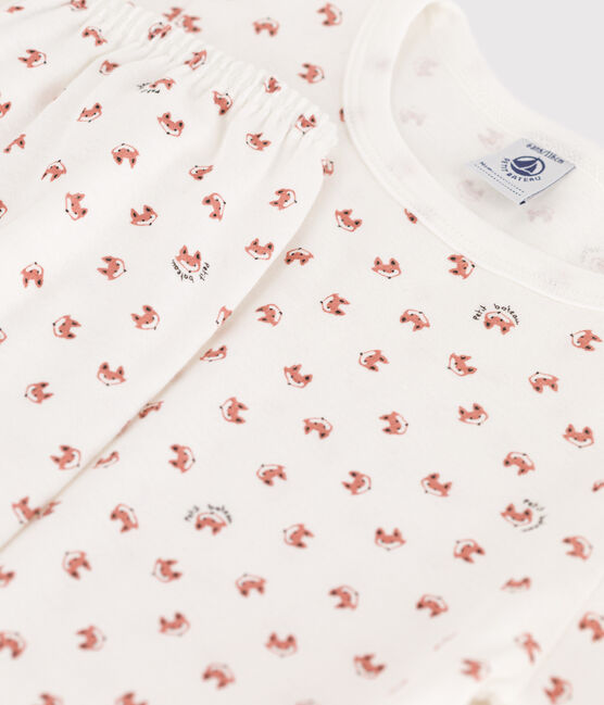 Pyjama renard en coton enfant blanc MARSHMALLOW/blanc MULTICO