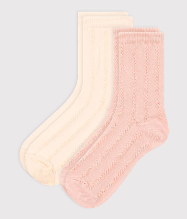 Lot de 2 paires de chaussettes point fantaisie enfant fille multicouleur