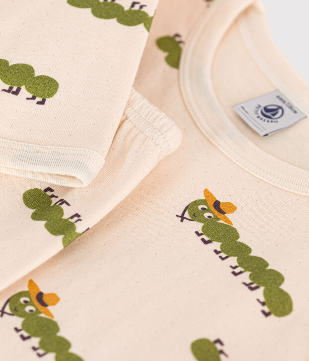 Pyjama imprim&eacute; animal en coton enfant &eacute;cru/multicouleur