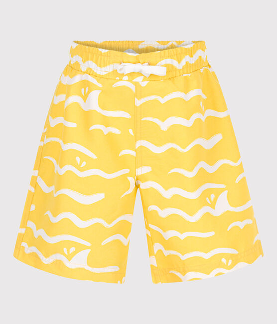 Short de bain enfant imprimé jaune ORGE/blanc MARSHMALLOW