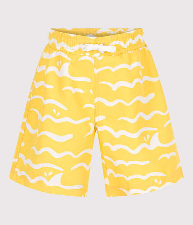 Short de bain enfant imprim&eacute; jaune/blanc