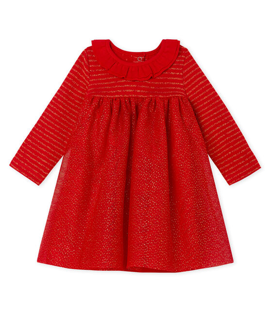 Robe manches longues bi-matière bébé fille TERKUIT/OR