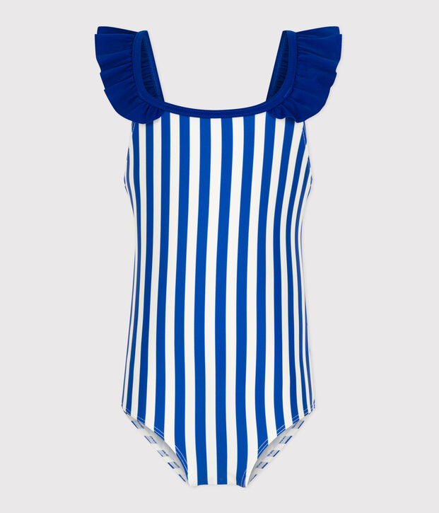 Maillot de bain une pi&egrave;ce enfant &agrave; rayures bleu/blanc