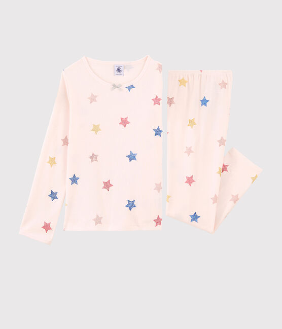 Pyjama déguisement danseusee petite fille en côte rose FLEUR/blanc MULTICO