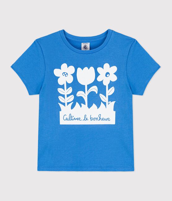 Tee-shirt manches courtes en coton enfant fille bleu BRASIER