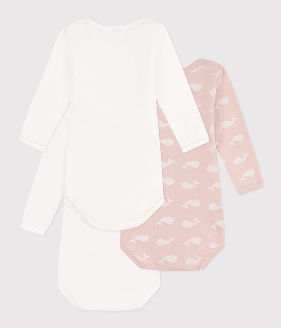 Lot de 3 bodies manches longues baleines roses en coton variante 1
