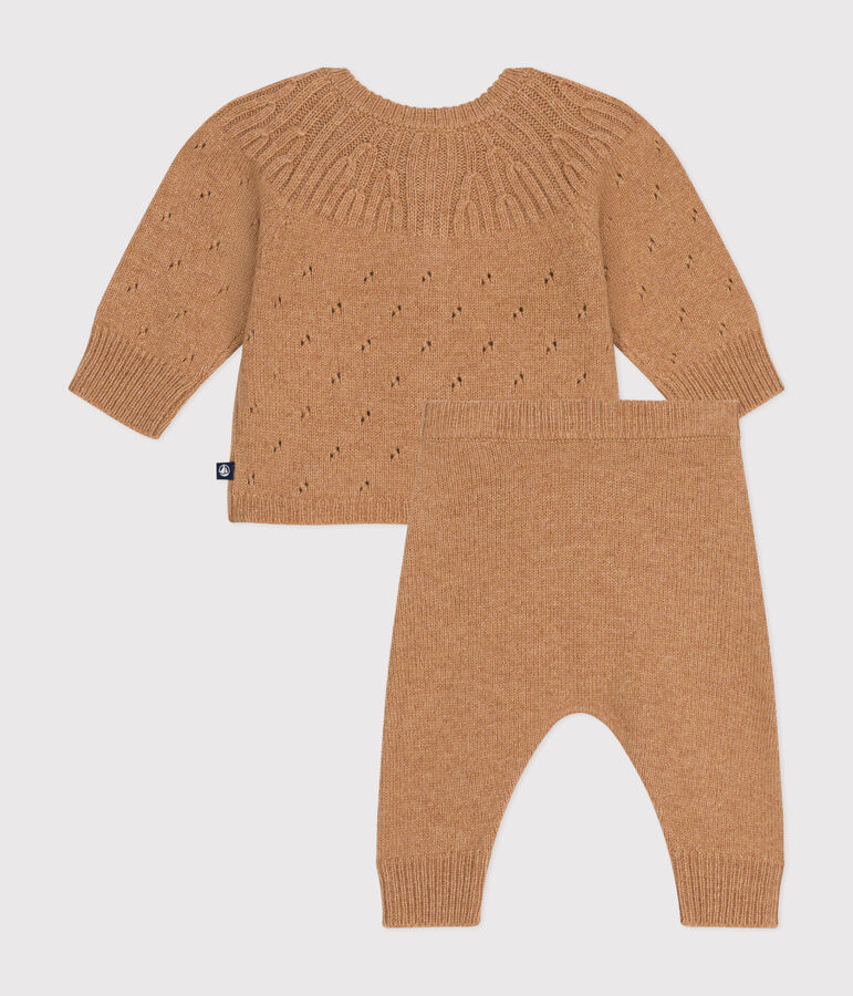 Ensemble 2 pi&egrave;ces en tricot b&eacute;b&eacute; marron CUIVRE
