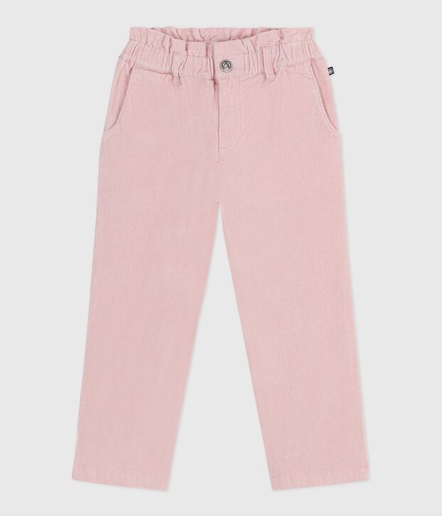 Pantalon enfant en velours uni rose clair