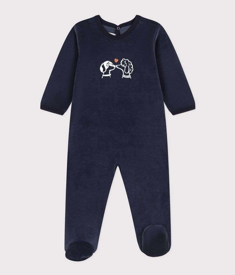 Pyjama b&eacute;b&eacute; chiens en velours bleu SMOKING