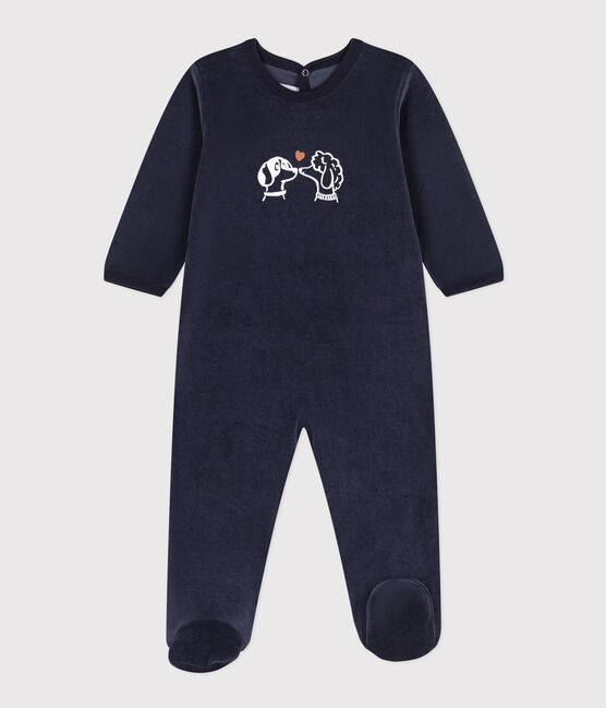 Pyjama bébé chiens en velours bleu SMOKING