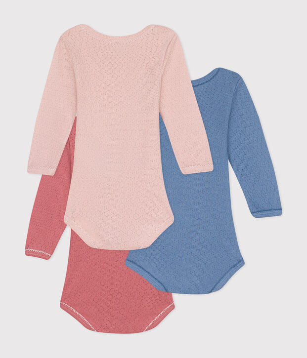 Lot de 3 bodies manches longues en coton b&eacute;b&eacute; multicouleur