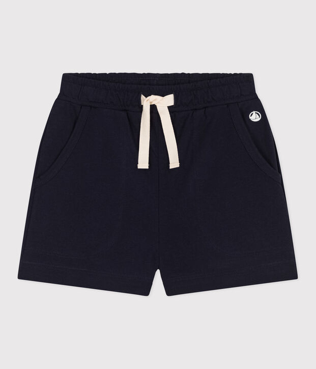 Short en coton enfant fille bleu marine