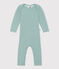 Body jambes longues bébé en laine et coton vert PAUL