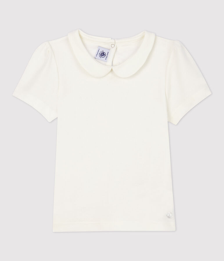 T-shirt manches courtes en coton enfant fille blanc MARSHMALLOW