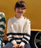 Pull en coton enfant fille blanc AVALANCHE/bleu SMOKING