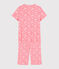 Pyjacourt imprimé fleurs de cerisier petite fille en coton rose GRETEL/blanc MULTICO
