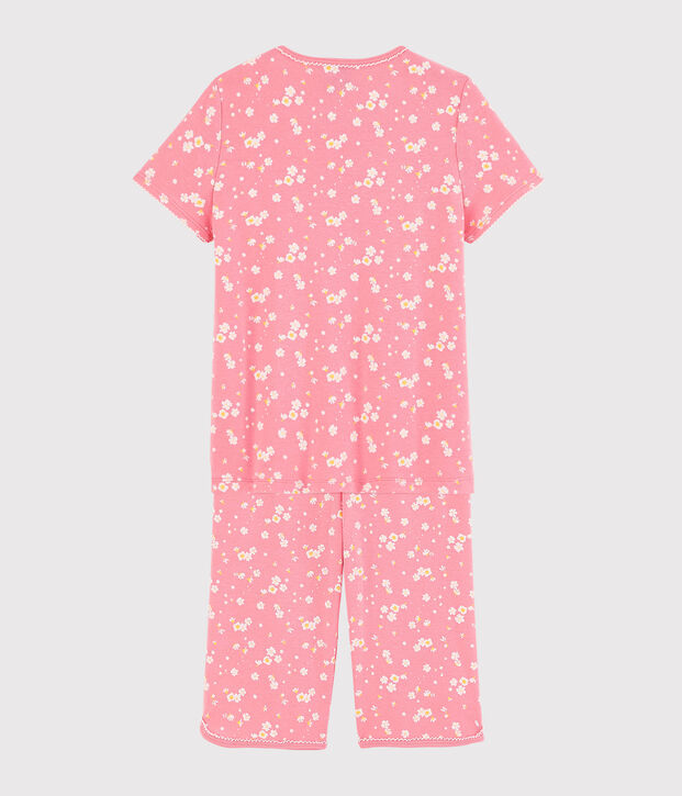Pyjacourt imprim&eacute; fleurs de cerisier petite fille en coton rose/multicouleur