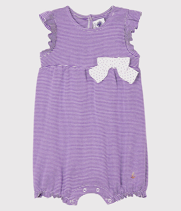 Combicourt b&eacute;b&eacute; fille milleraies violet/blanc