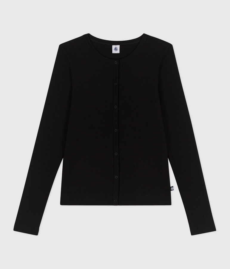 Cardigan femme en coton uni noir