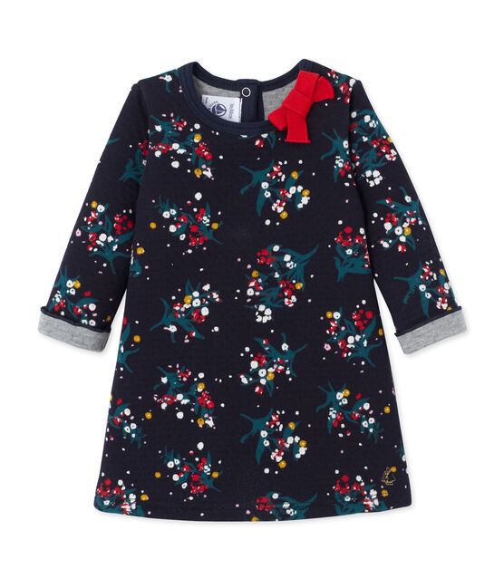 Robe bébé fille en tubique imprimé bleu SMOKING/blanc MULTICO
