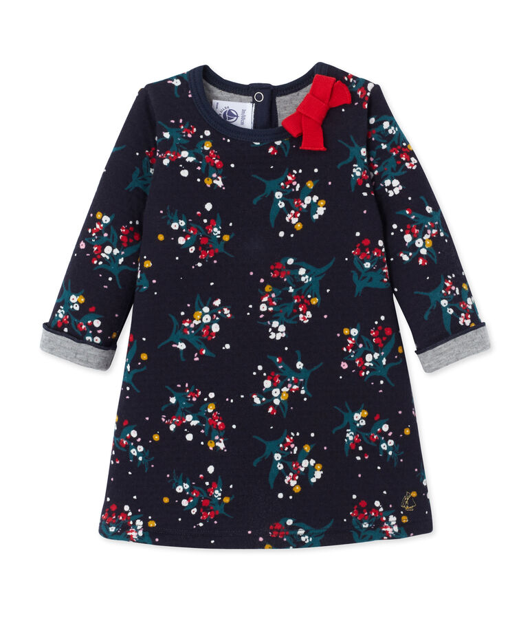 Robe b&eacute;b&eacute; fille en tubique imprim&eacute; bleu/multicouleur