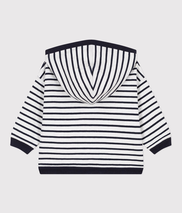 Sweatshirt &agrave; capuche en jersey &eacute;pais b&eacute;b&eacute; blanc/bleu