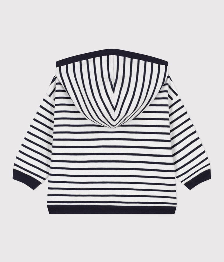 Sweatshirt &agrave; capuche en jersey &eacute;pais b&eacute;b&eacute; blanc MARSHMALLOW/bleu SMOKING