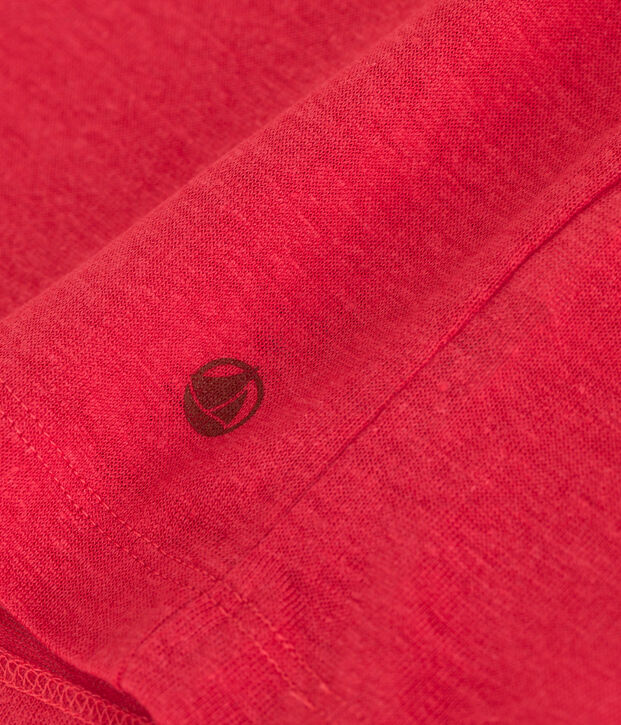 Tee-shirt Femme &agrave; manches courtes en lin rouge