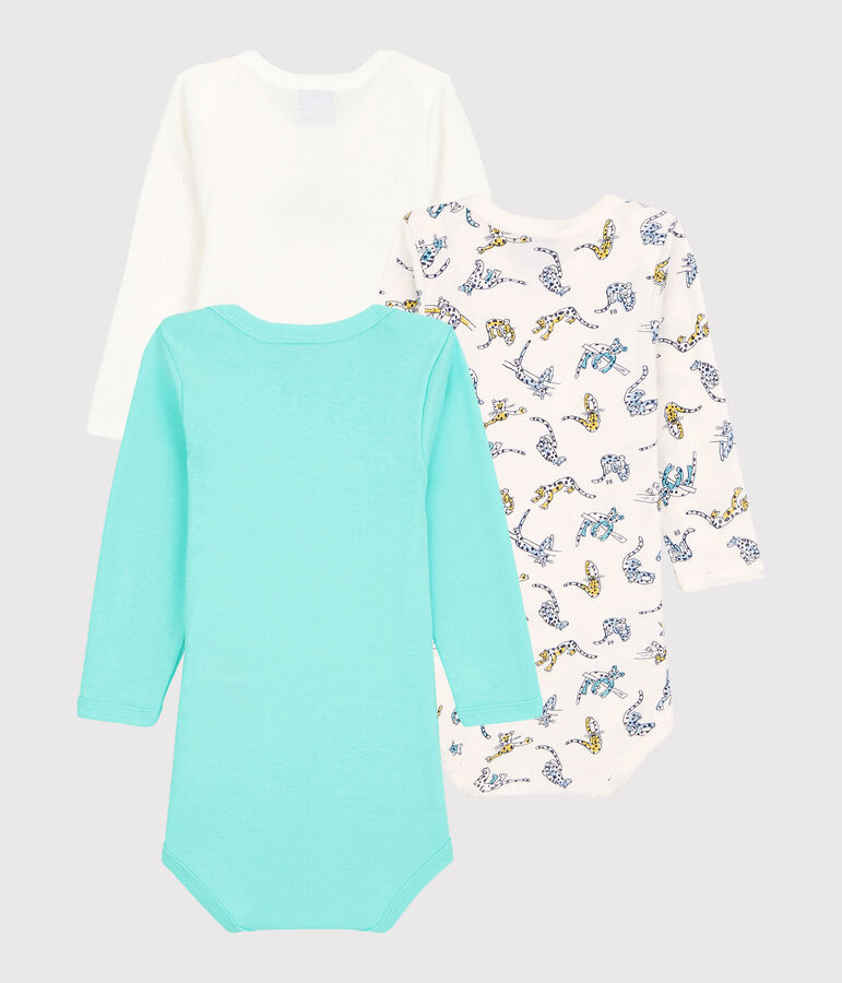 Lot de 3 bodies manches longues panth&egrave;res b&eacute;b&eacute; en coton biologique multicouleur