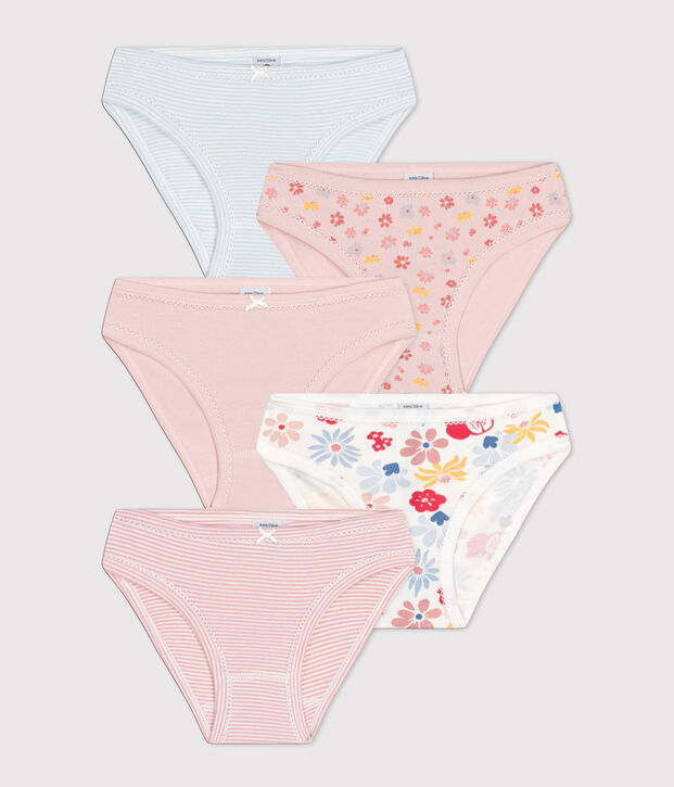 Lot de 5 culottes fleur en coton enfant multicouleur