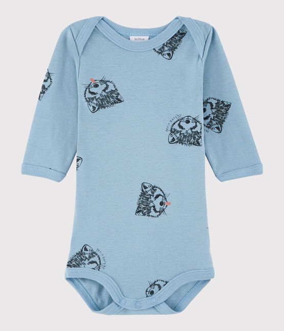Body manches longues bébé fille-garçon bleu ACIER/blanc MULTICO