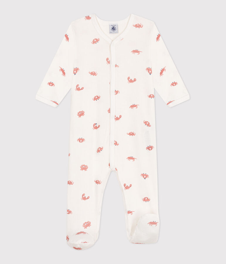 Pyjama b&eacute;b&eacute; en coton crabes blanc MARSHMALLOW/blanc MULTICO