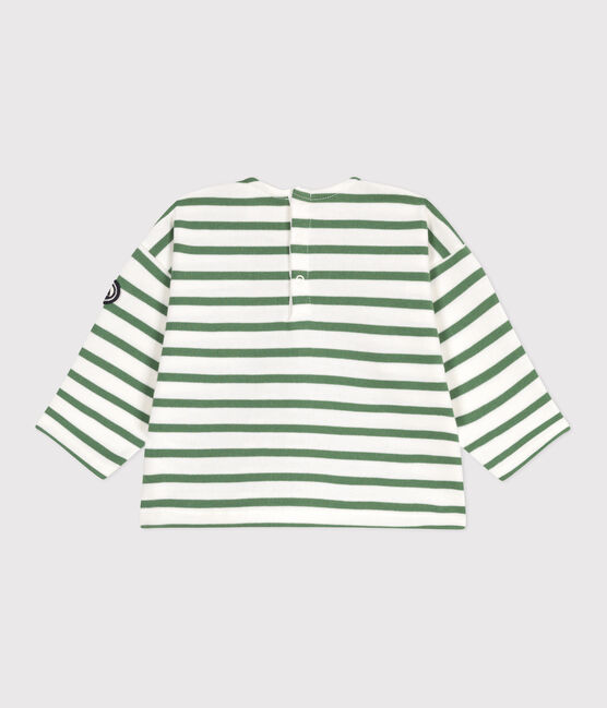 Marinière bébé en coton épais vert MARSHMALLOW/ PALMERAIE
