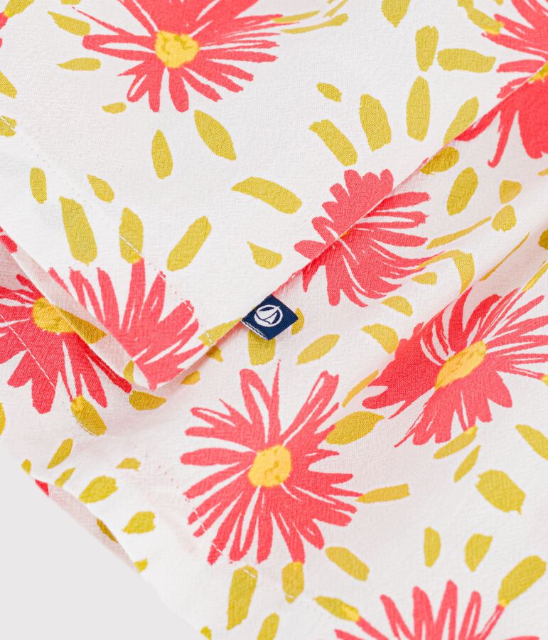 Robe b&eacute;b&eacute; en coton manches courtes imprim&eacute;e blanc/multicouleur