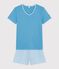 Pyjama short Femme en coton bleu/multicouleur