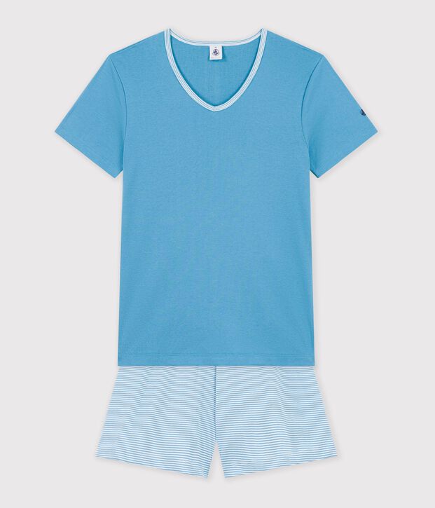 Pyjama short Femme en coton bleu/multicouleur