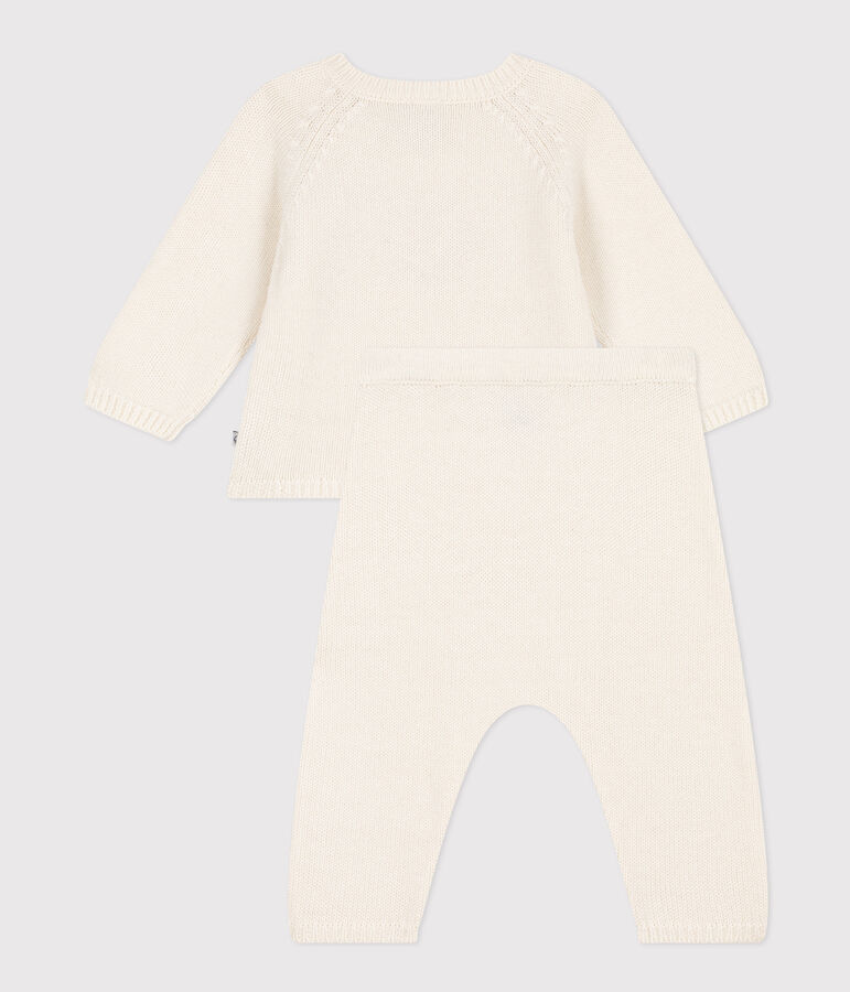 Ensemble en tricot laine et coton motif coeur b&eacute;b&eacute; rouge MARSHMALLOW/blanc CORRIDA