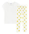 Pyjama fille en côte blanc MARSHMALLOW/jaune BLE
