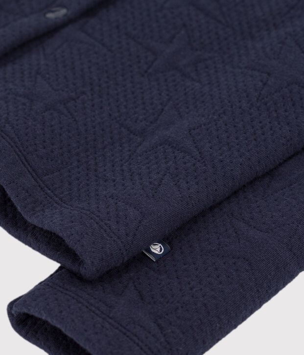 Cardigan enfant en coton uni bleu marine