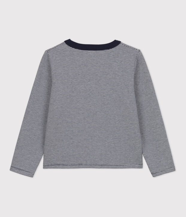 Cardigan en double jersey enfant fille bleu/blanc