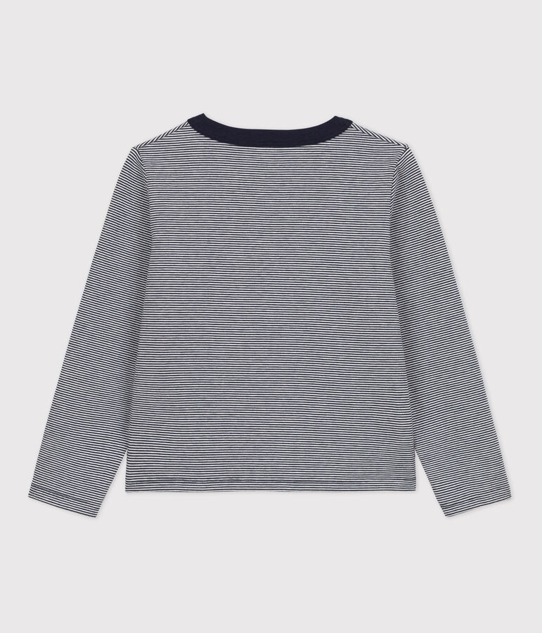 Cardigan en double jersey enfant fille bleu SMOKING/blanc MARSHMALLOW