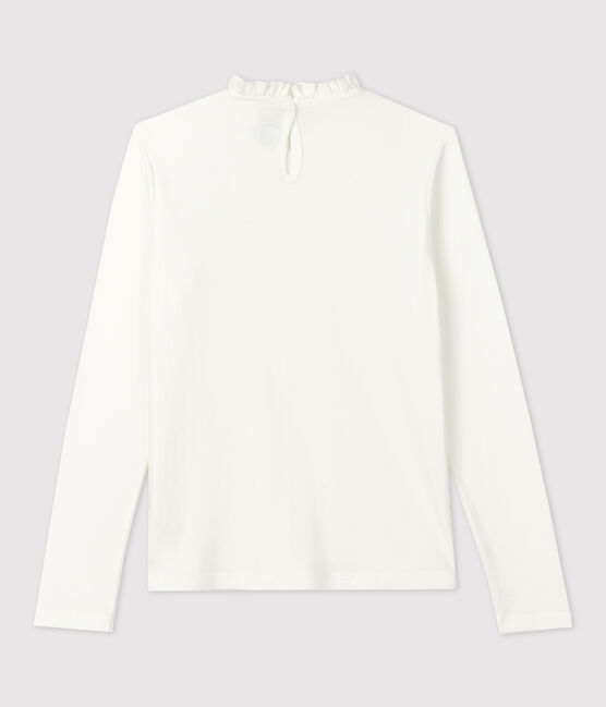 Tee-shirt manches longues en coton enfant fille blanc MARSHMALLOW