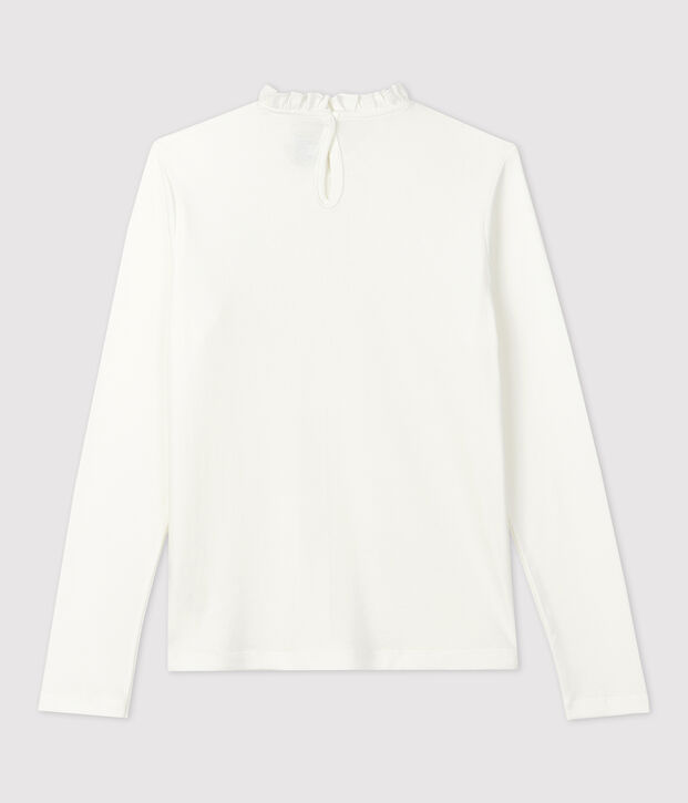 Tee-shirt manches longues en coton enfant fille blanc