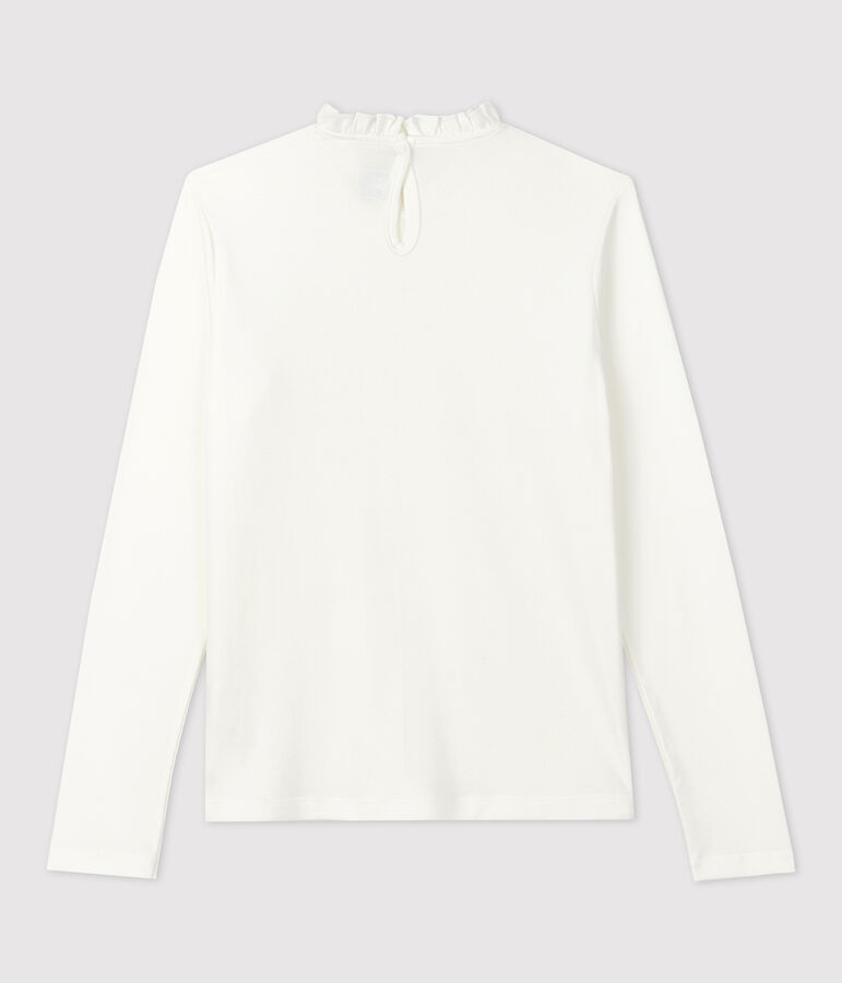 Tee-shirt manches longues en coton enfant fille blanc