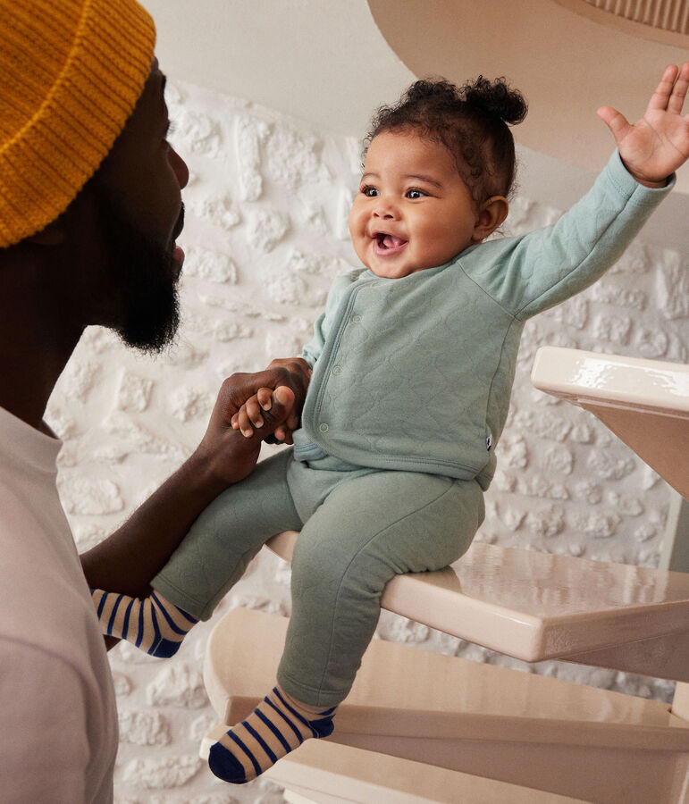 Ensemble en tubique matelass&eacute; b&eacute;b&eacute; vert PAUL