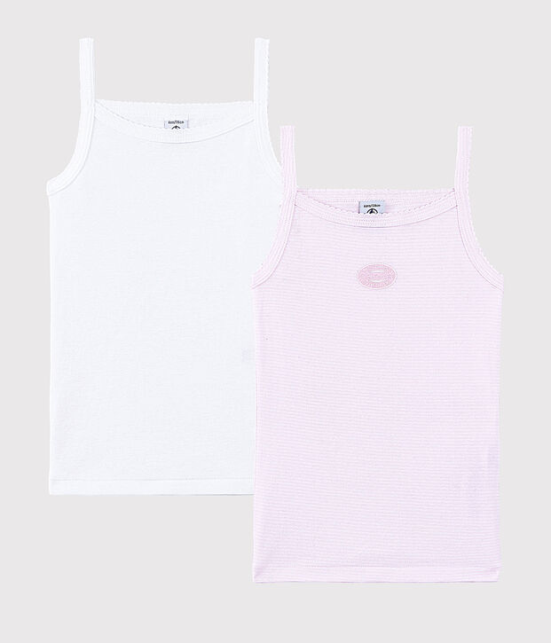 Lot de 2 chemises &agrave; bretelles petite fille en coton biologique multicouleur