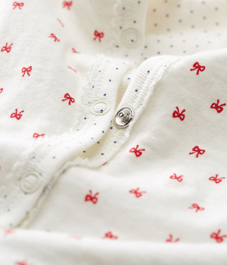 Dors bien b&eacute;b&eacute; fille en tubique blanc/rouge